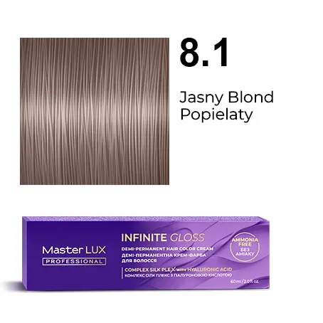 Półtrwała farba do włosów w kremie Master LUX professional INFINITY GLOSS 8.1 Jasny blond popielaty