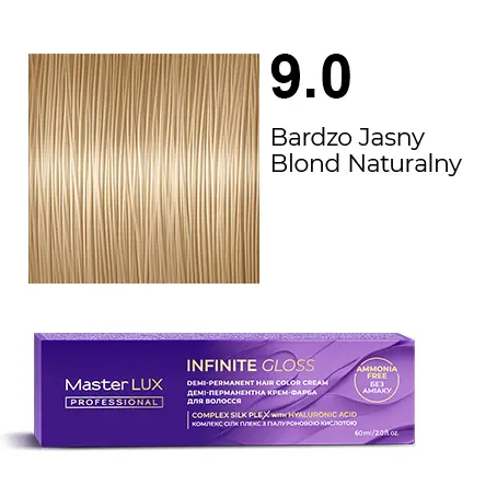 [IG-9.0] Półtrwała farba do włosów w kremie Master LUX Professional INFINITE GLOSS 9.0 — bardzo jasny blond naturalny