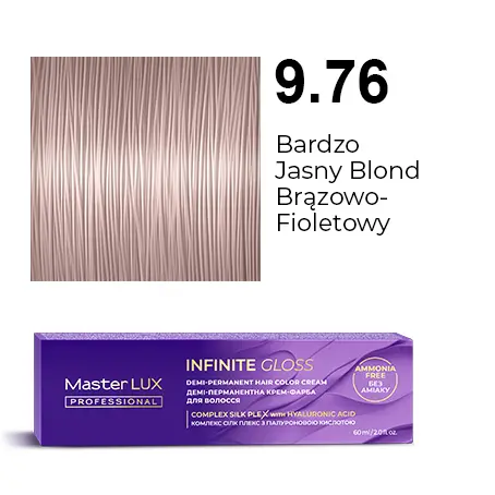 Demi-permanent hair color cream Master LUX professional INFINITE GLOSS 9.76 Very Light Blonde Brown Violet