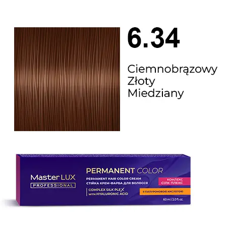 [20029] Krem do trwałej farby do włosów Master LUX professional 6.34 Ciemnobrązowy, złoty, miedziany