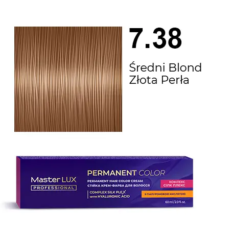 [20052] Krem do trwałej farby do włosów Master LUX professional 7.38  Średni blond złota perła